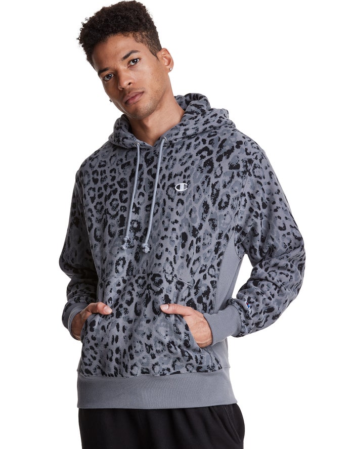 Champion Reverse Weave All Over Print Hoodie Heren - DonkerGrijs - Belgie 9468ZEVRJ